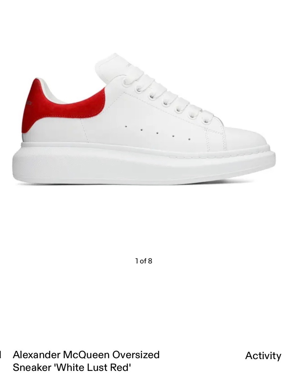 Alexander McQueen White Leather Sneaker with Red Heel Tab